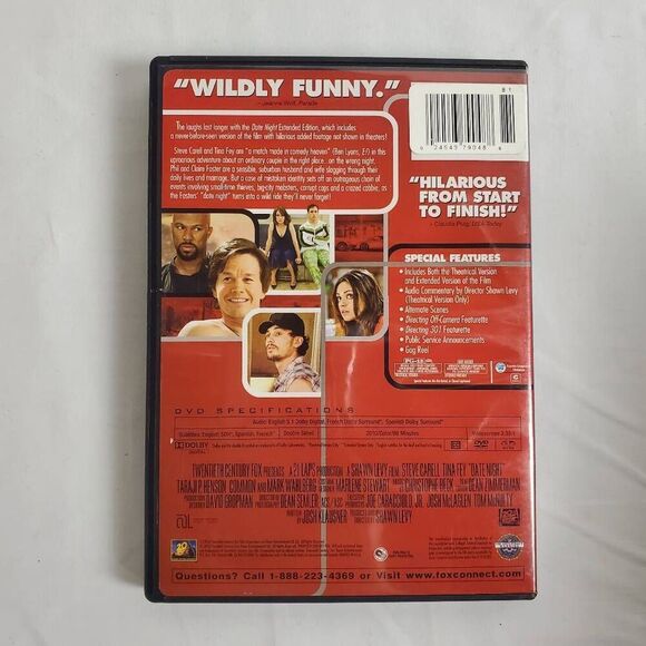 Date Night DVD Extended Edition Steve Carell Tina Fey Comedy Action Rom-Com - Picture 3 of 3